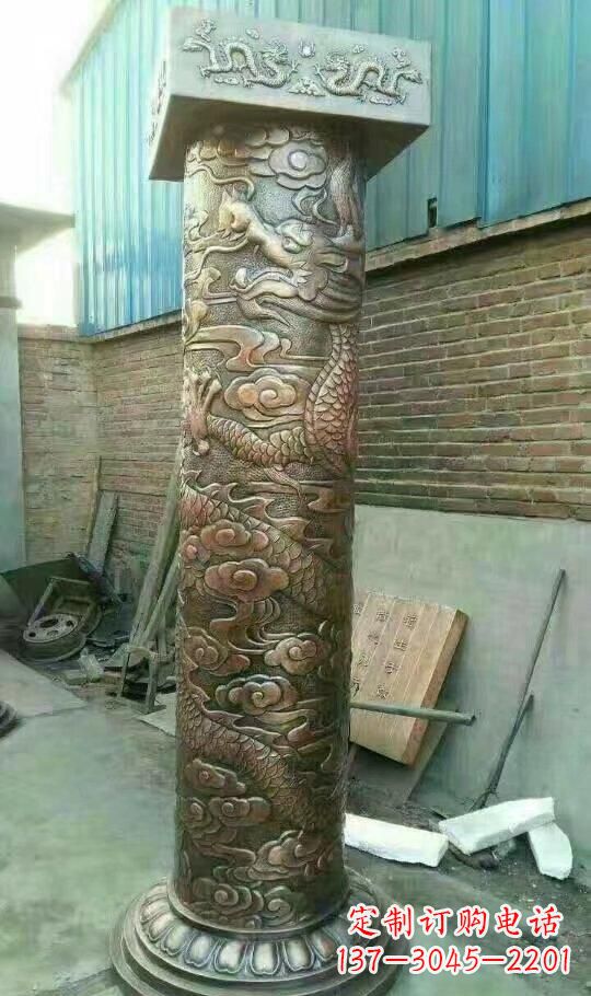 威海广场龙柱铜雕