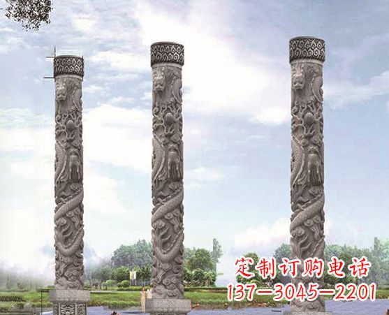 威海精美雕塑盘龙柱,美化您的室外空间
