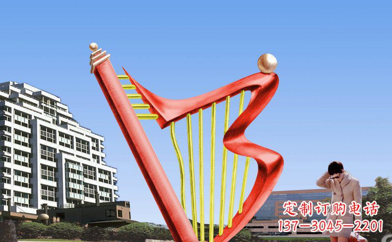 威海广场竖琴不锈钢雕塑