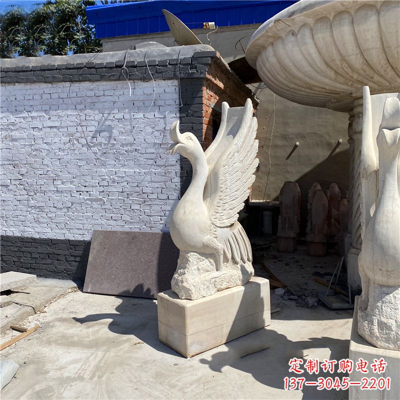 威海广场天鹅喷泉喷水动物景观摆件石雕