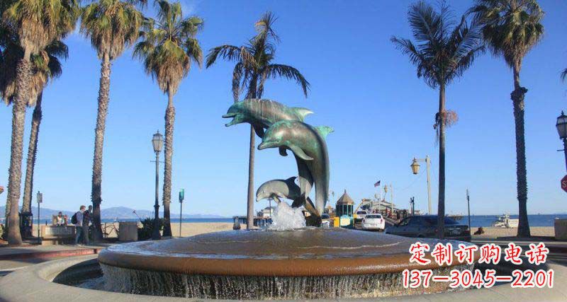 威海广场跳跃的海豚景观铜雕