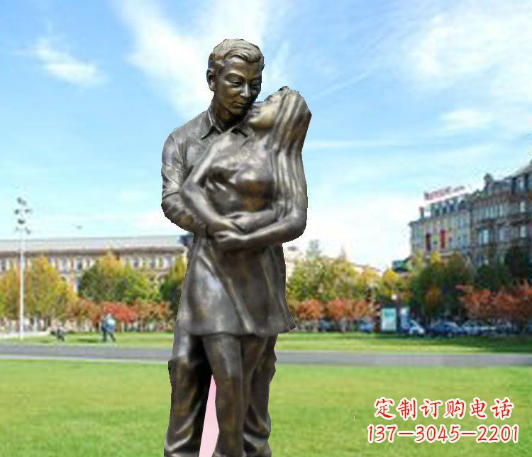 威海广场铜雕情侣人物雕塑