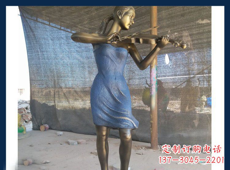 威海精美细腻的西方美女拉小提琴人物雕塑