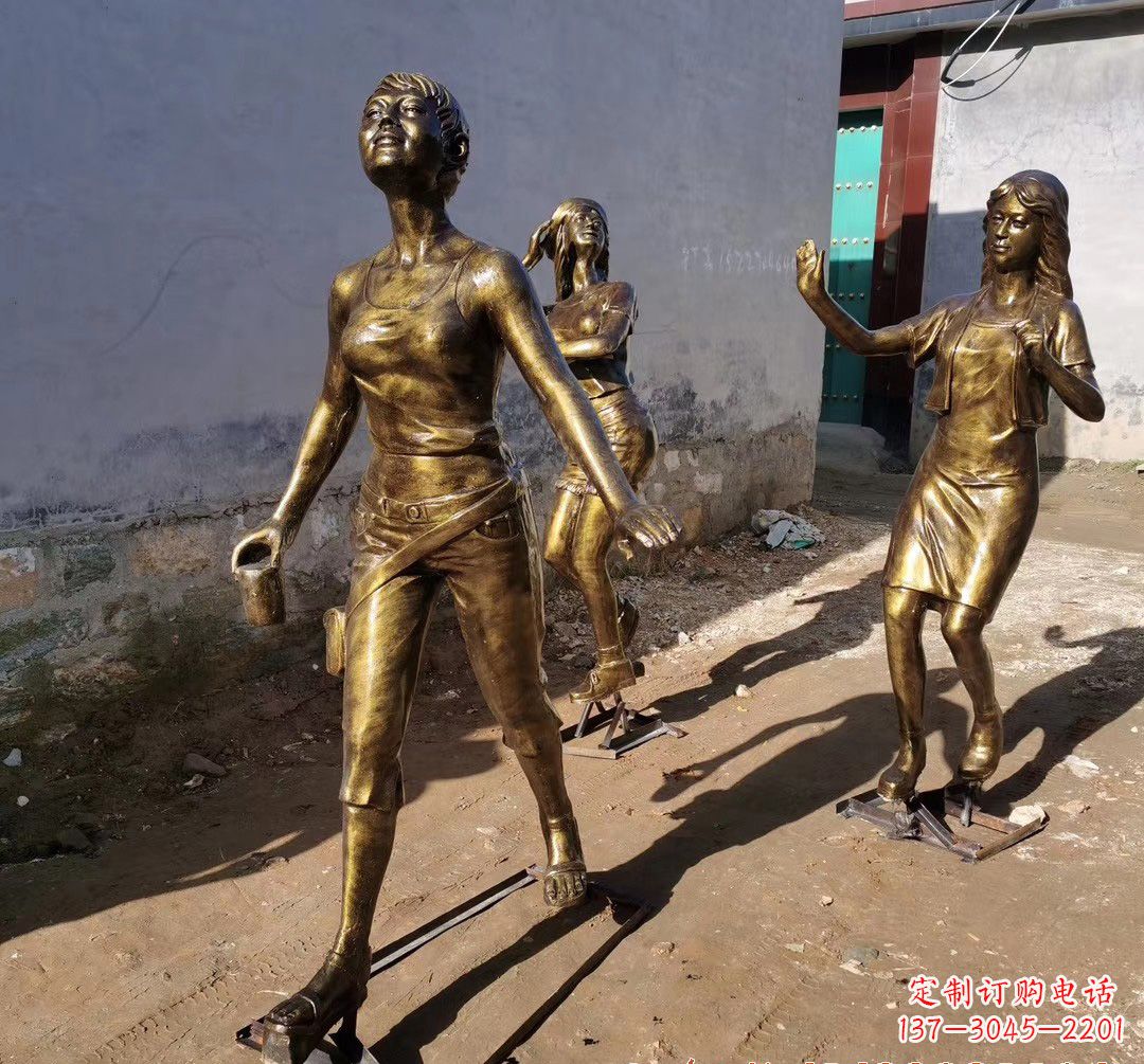 威海美女铜雕,精美绝伦!