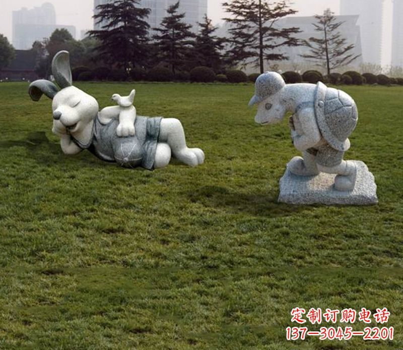 威海中领雕塑独特的石雕兔子