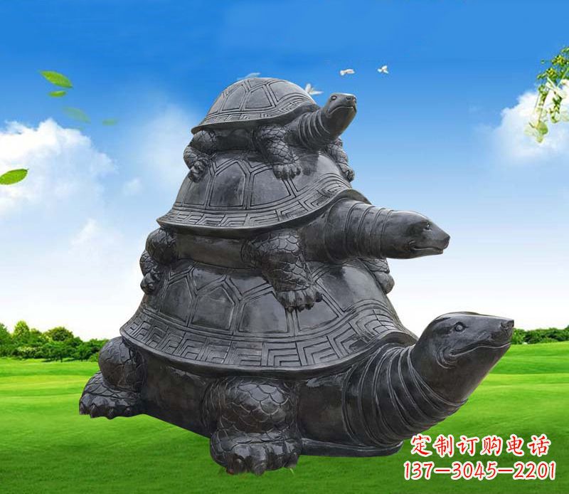 威海重现经典,海龟母子石雕动物摆件
