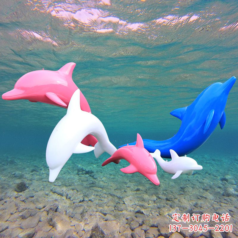 威海海豚玻璃钢彩绘雕塑