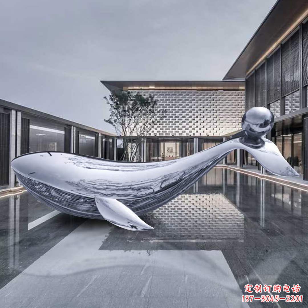 威海海豚不锈钢镜面雕塑,公园园林大型动物景观
