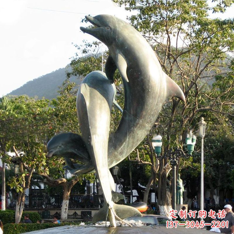 威海海豚公园铜雕景观动物雕塑