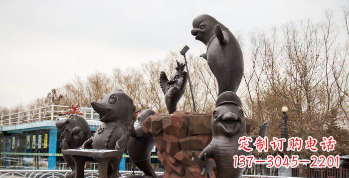 威海精美铜海豚雕塑,精细雕琢把海豚灵魂融入!