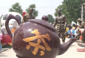 威海高质量广场茶壶铜雕塑