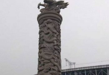 威海中领雕塑|仿古盘龙柱石雕