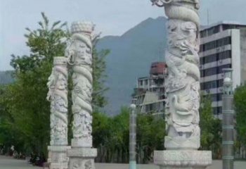 威海定制精美的盘龙柱石雕