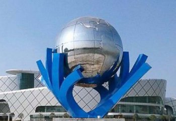 威海中领雕塑打造把地球握在手中精致不锈钢抽象雕塑