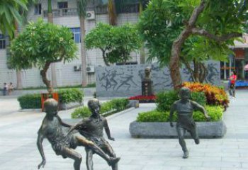 威海匠心细作，精致铜雕足球小孩