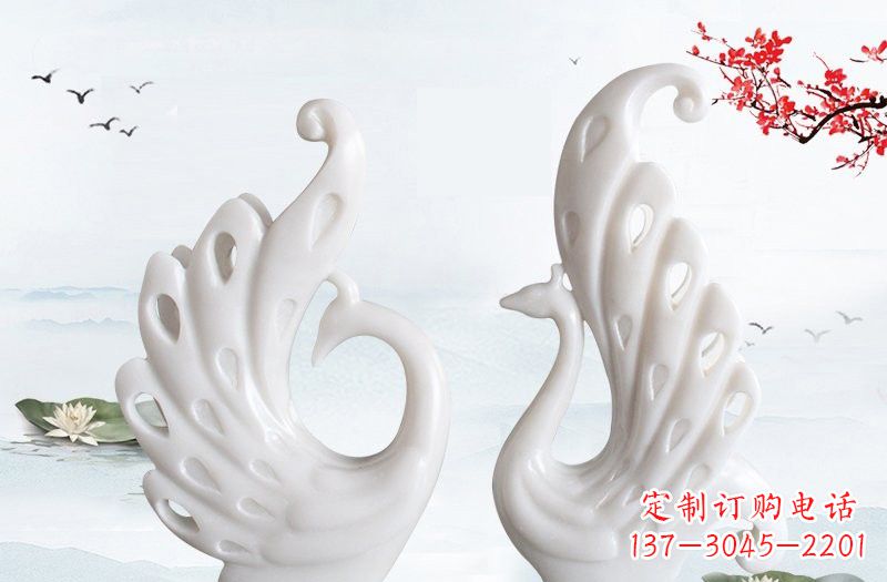 威海汉白玉孔雀艺术雕塑