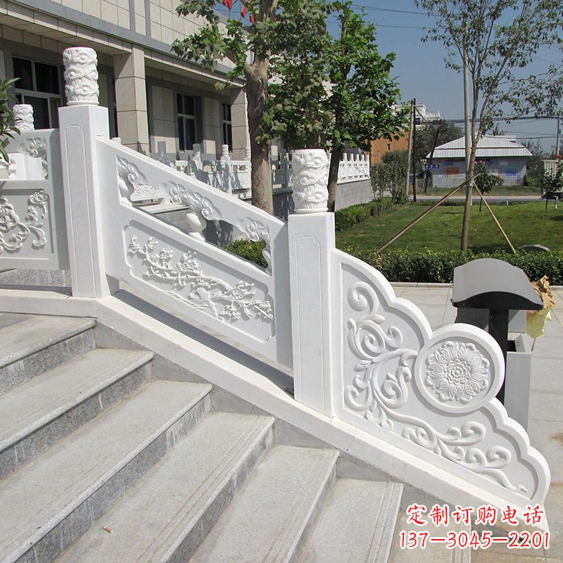 威海精美定制,汉白玉大理石栏板雕塑