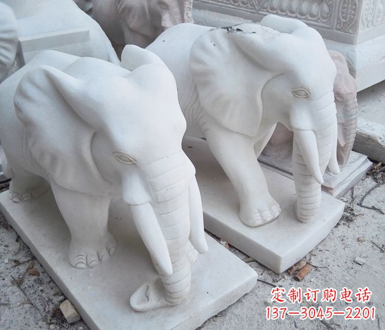 威海艺术精品-汉白玉动物大象雕塑