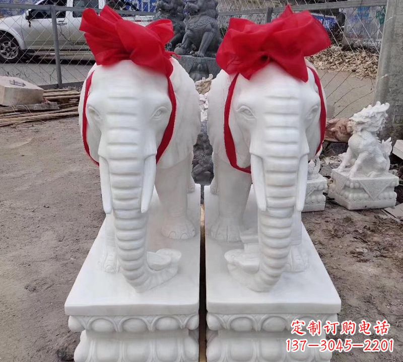 威海中领雕塑象征意义深远的汉白玉大象石雕