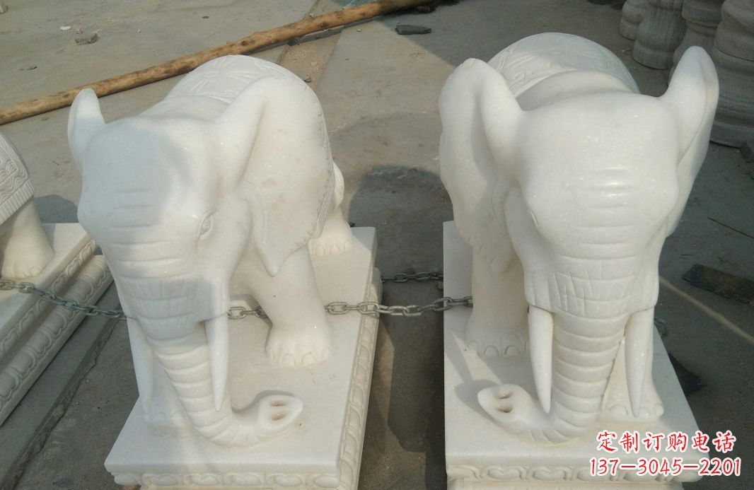 威海汉白玉大象雕塑是中领雕塑定制厂家的精品作…