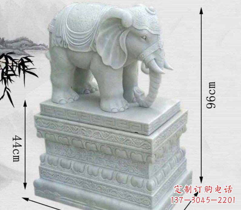 威海令人惊叹的汉白玉大象门口雕塑