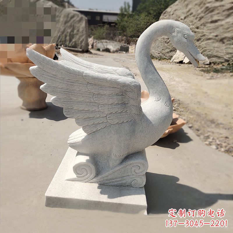 威海细腻精美的汉白玉天鹅雕塑