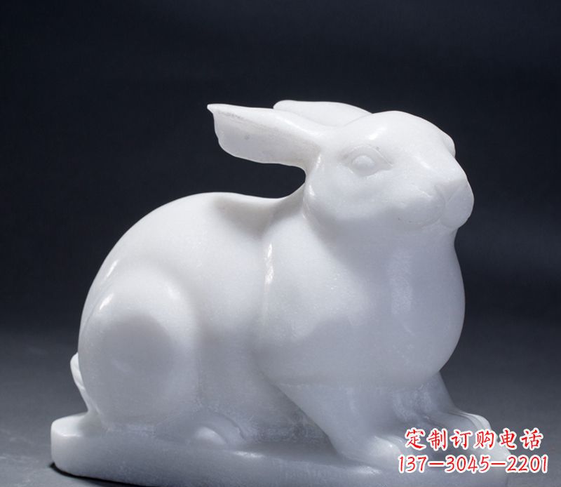 威海精致汉白玉兔子雕塑