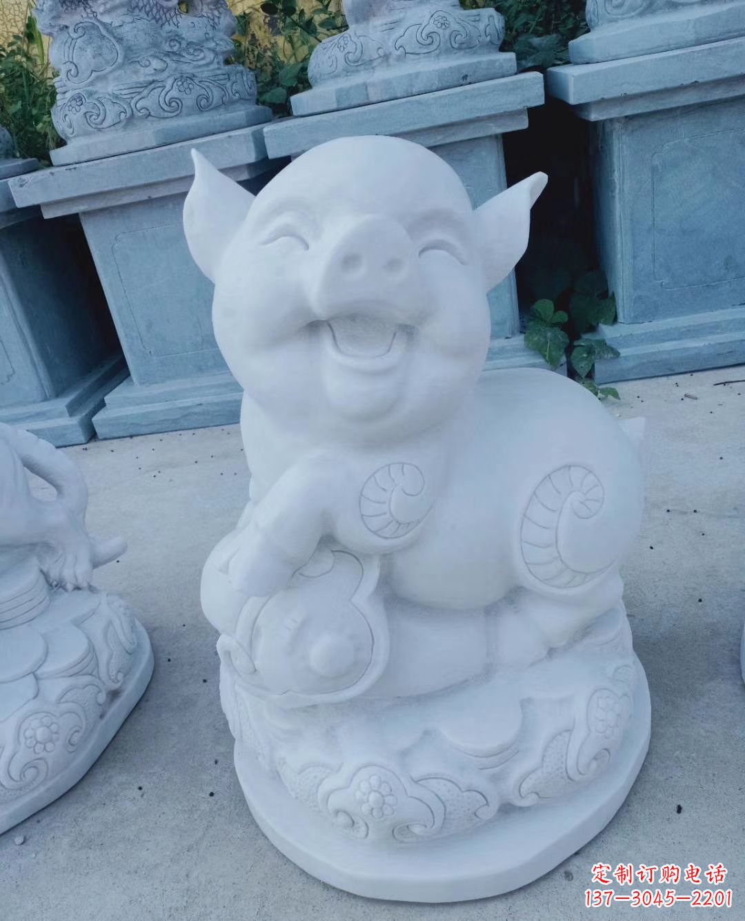 威海汉白玉公园动物十二生肖石雕