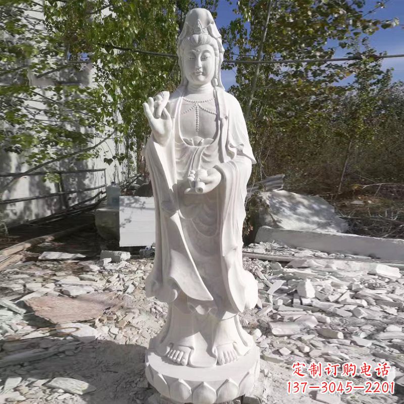威海汉白玉观音菩萨石雕塑