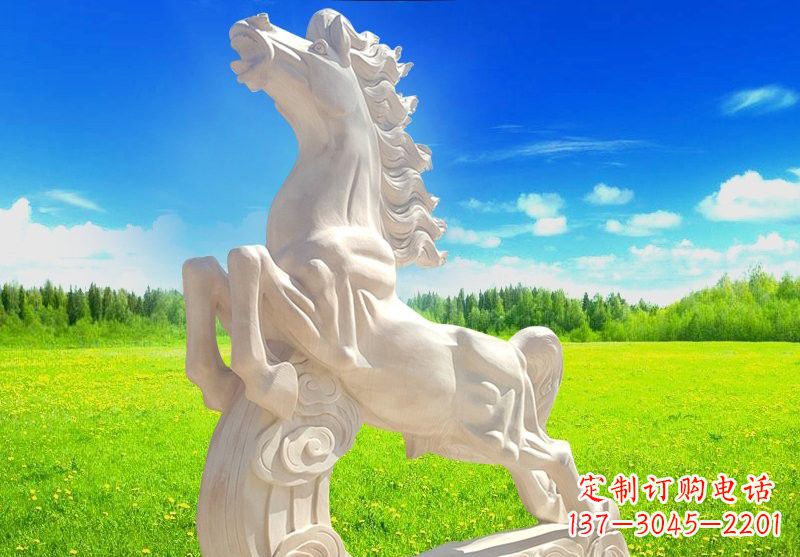 威海古典精美的汉白玉奔马石雕