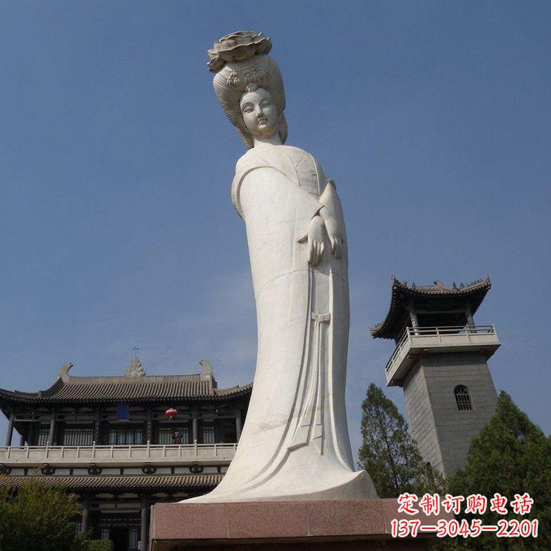 威海汉白玉贵妃石雕像-精美绝伦的杨玉环雕像