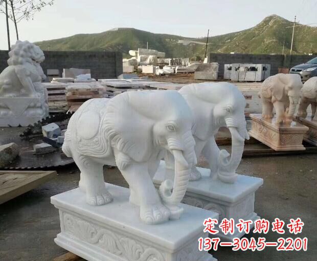 威海高雅大气的汉白玉吉祥大象门口雕塑