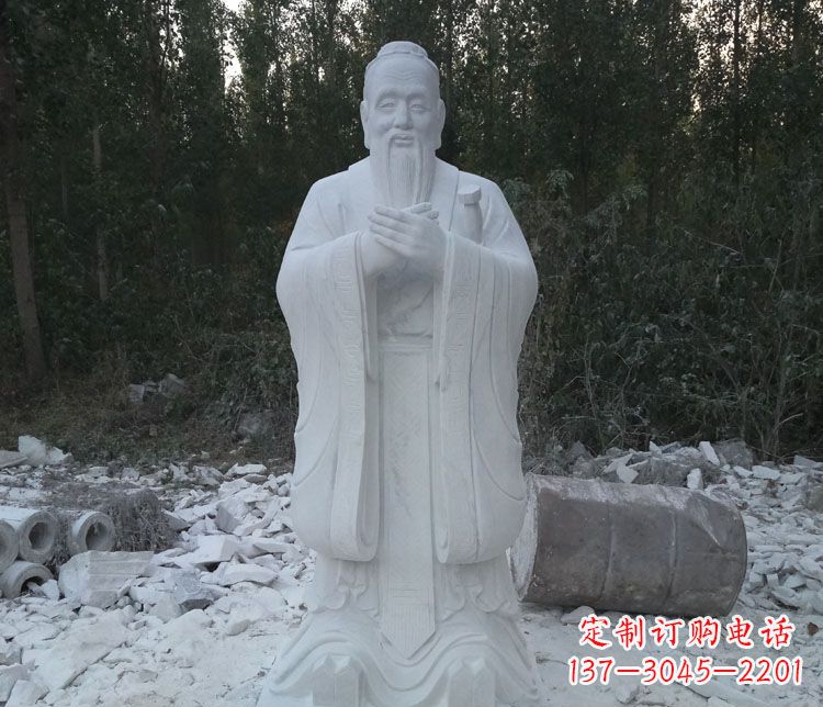 威海汉白玉孔子校园古代名人石雕 (3)