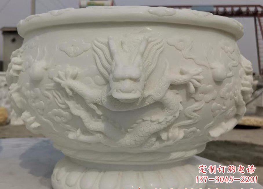 威海中领雕塑汉白玉龙鱼缸雕塑,是由专业雕塑定…