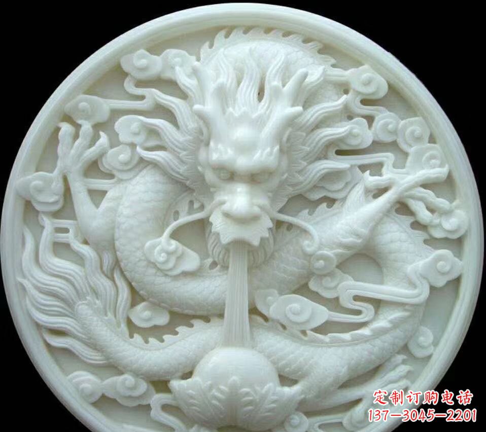 威海汉白玉雕刻龙头摆件,悠然吟诗引领风尚