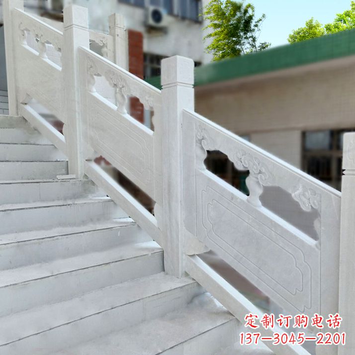 威海高雅精致的汉白玉楼梯石雕栏杆