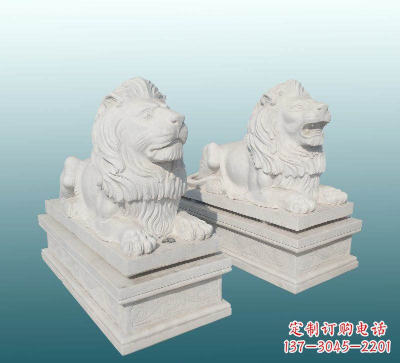 威海汉白玉狮子雕塑,来自中领雕塑精美设计