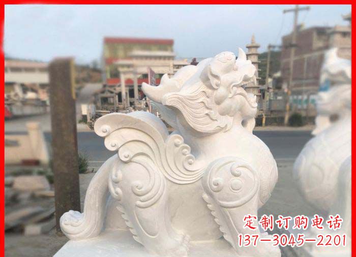 威海汉白玉貔貅门口招财石雕