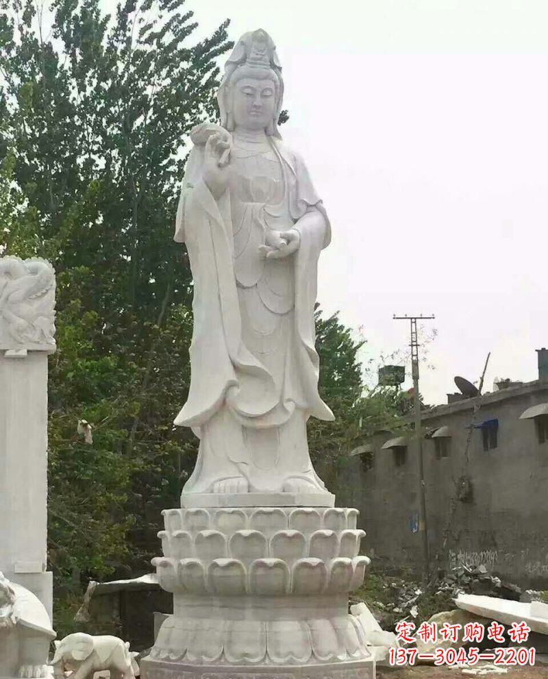 威海汉白玉洒水观音驻颜祥和
