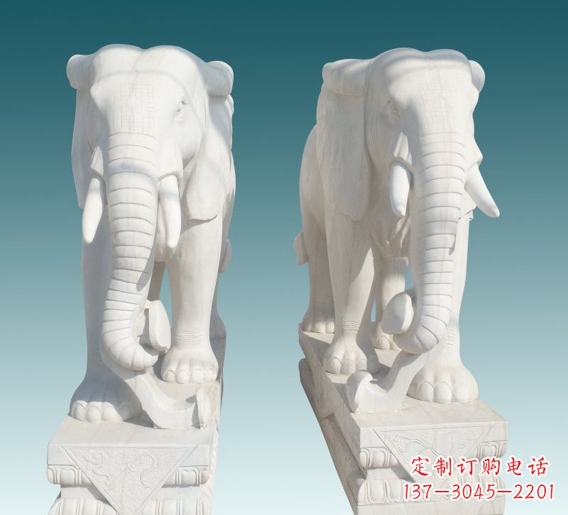 威海昂贵的汉白玉大象雕塑,招财又招福