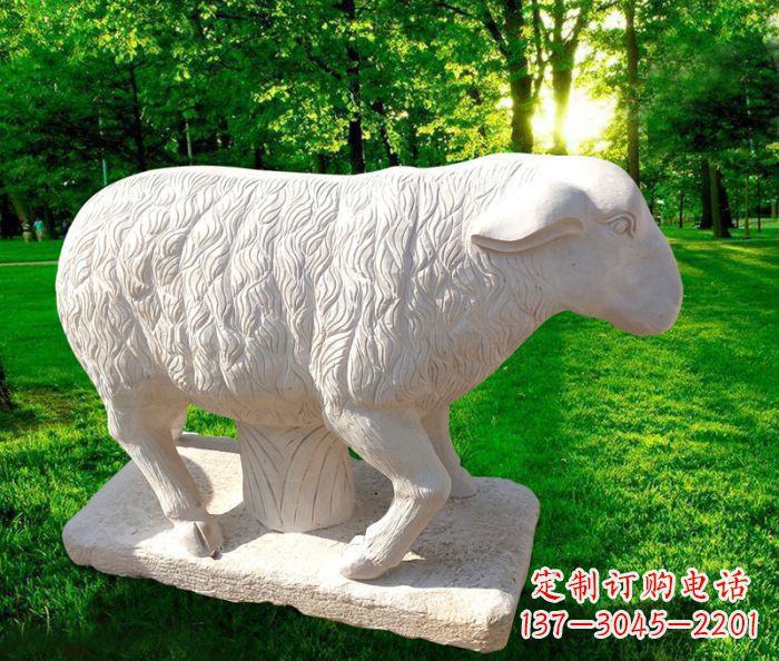 威海中领雕塑的汉白玉山羊石雕是一件雕刻精美的…