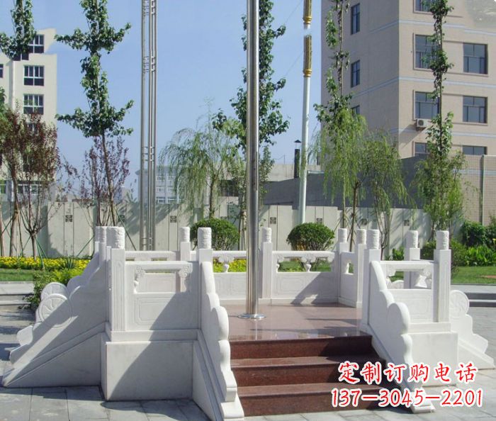威海汉白玉升旗台校园石雕 (2)