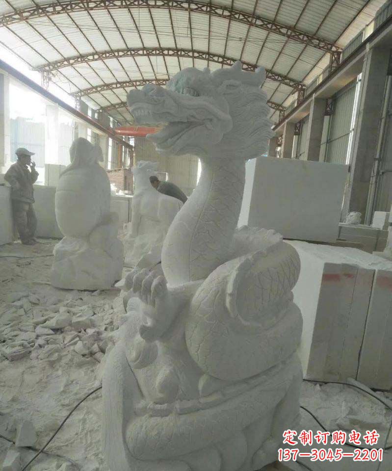 威海高品质汉白玉生肖龙雕塑