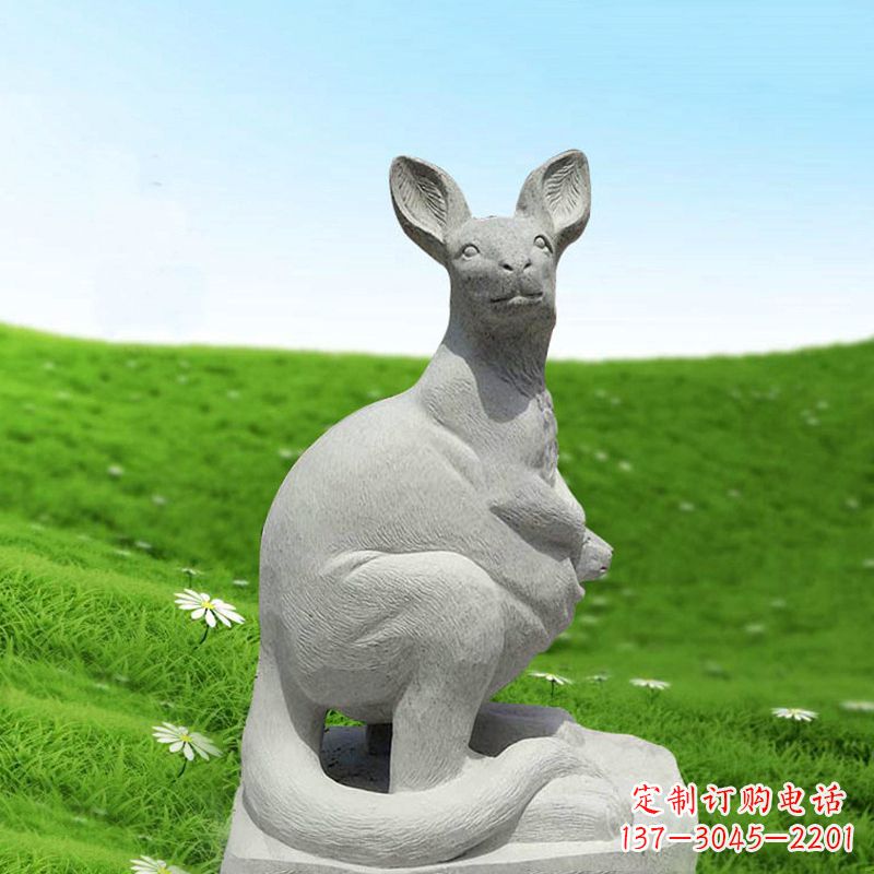 威海汉白玉石雕袋鼠