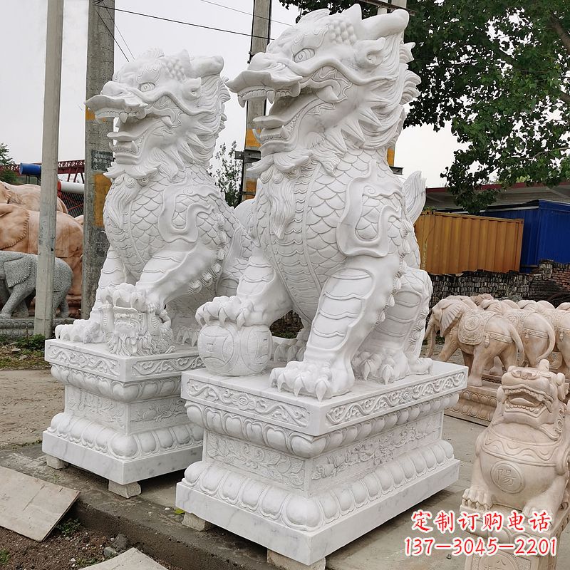 威海汉白玉石雕麒麟