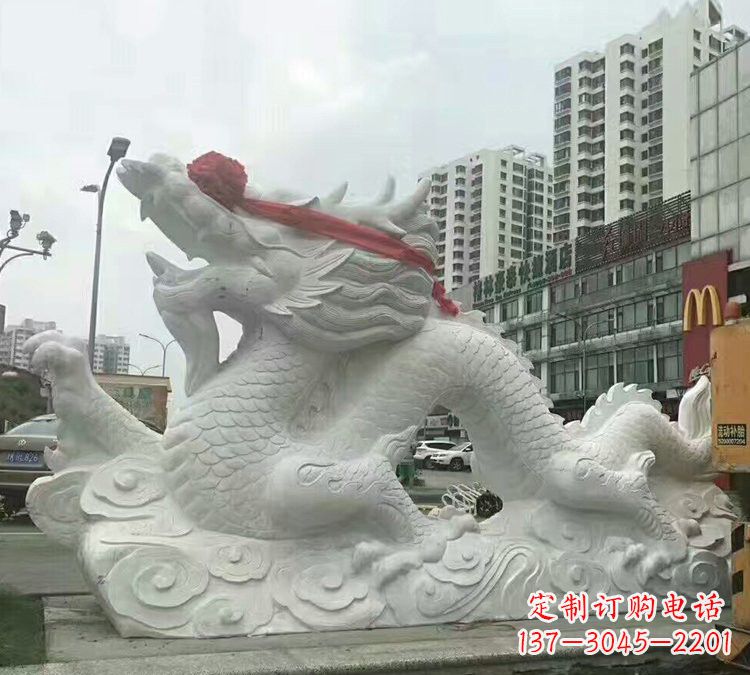 威海汉白玉神龙雕塑,精致而又具有历史感