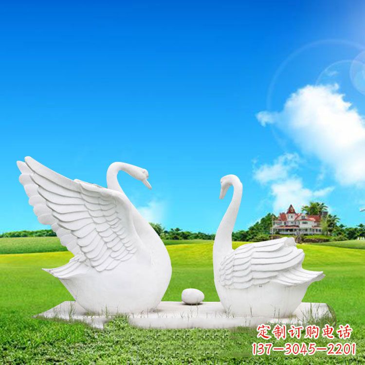威海精美石雕天鹅情侣动物雕塑摆件