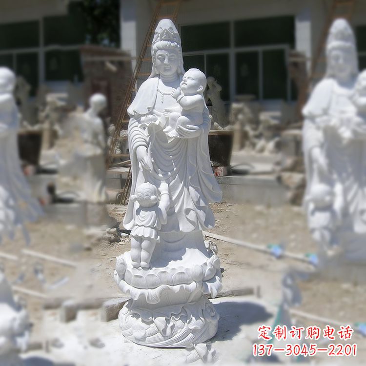 威海手工精美的汉白玉观音像