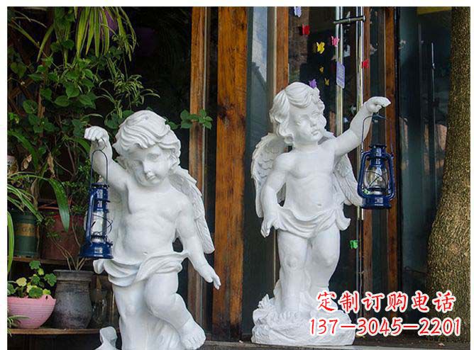 威海白玉天使雕塑,夜晚的灯火璀璨