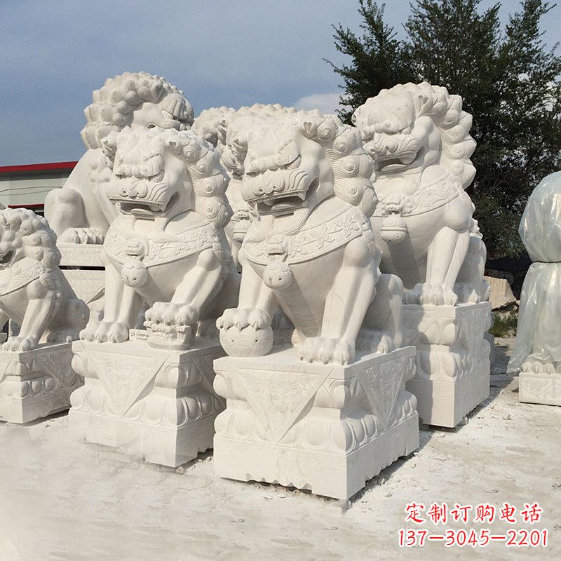 威海历史悠久的汉白玉狮子雕塑